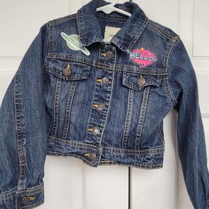 Childrens XS Jean jacket with iron on patches